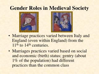 Gender Roles in Medieval Society