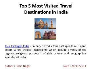 Top 5 most visited Travel Destinations in India