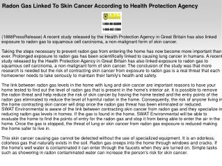 Radon Gas Linked To Skin Cancer According to Health Protecti