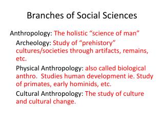 branches of social anthropology