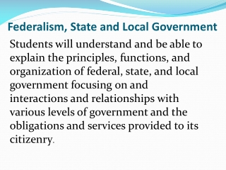 Federalism, State and Local Government