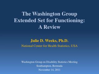 The Washington Group Extended Set for Functioning: A Review