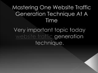 Becoming the master of a website traffic generation techniqu