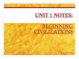 UNIT 1 NOTES: BEGINNING CIVILIZATIONS