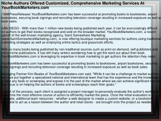 Niche Authors Offered Customized, Comprehensive Marketing Se