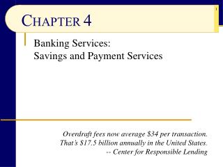 Banking Services: Savings and Payment Services