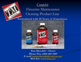 Tom Meredith – Owner Phone/Fax: (260) 485-5389 E-mail: tmstockworks@comcast Web Site: tmss