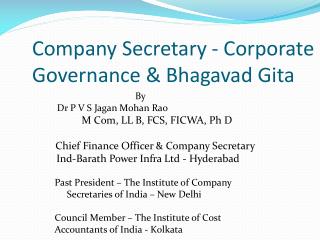 Company Secretary - Corporate Governance & Bhagavad Gita