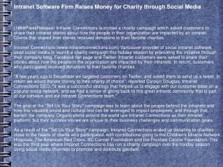 Intranet Software Firm Raises Money for Charity through Soci