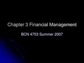 Chapter 3 Financial Management