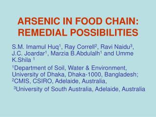 ARSENIC IN FOOD CHAIN: REMEDIAL POSSIBILITIES
