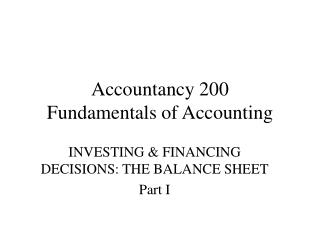 Accountancy 200 Fundamentals of Accounting