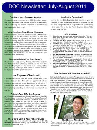 DOC Newsletter : July-August 2011