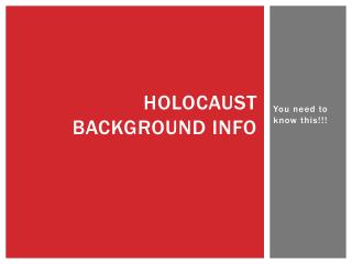 Holocaust Background Info