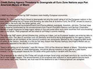 Credit Rating Agency Threatens to Downgrade all Euro Zone Na