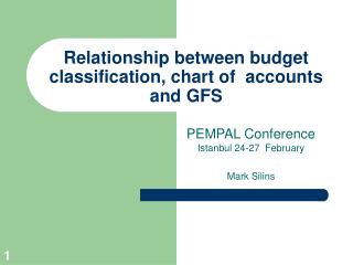 Relationship between budget classification, chart of accounts and GFS