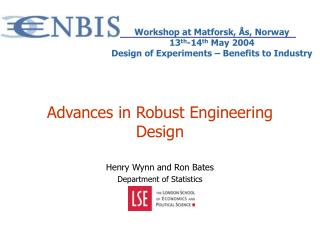 Advances in Robust Engineering Design