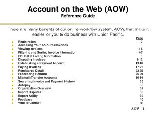 Account on the Web (AOW) Reference Guide