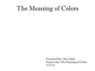 The Meaning of Colors