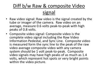 Diff b/w Raw & composite Video signal