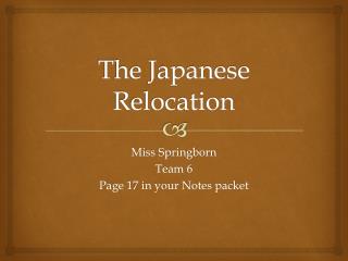 The Japanese Relocation
