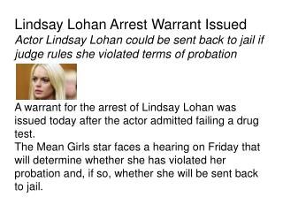 Lindsay Lohan Arrest Warrant Issued