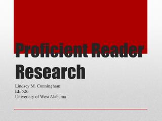 Proficient Reader Research