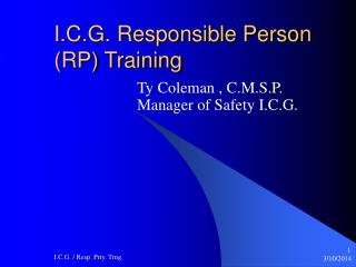 I.C.G. Responsible Person (RP) Training