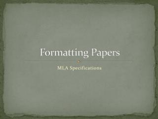 Formatting Papers