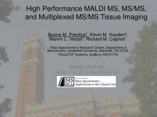 High Performance MALDI MS, MS/MS, and Multiplexed MS/MS Tissue Imaging