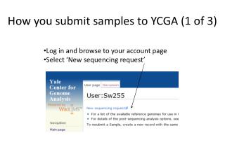 How you submit samples to YCGA (1 of 3)