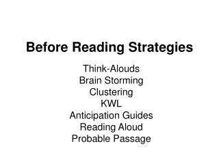 Before Reading Strategies