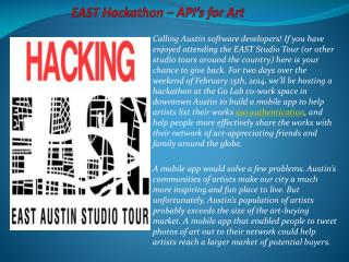 EAST Hackathon – API’s for Art
