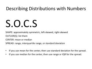 Describing Distributions with Numbers
