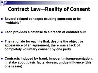 Contract Law—Reality of Consent