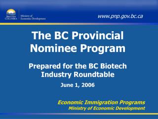 The BC Provincial Nominee Program