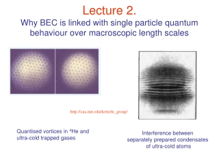 Lecture 2. Why BEC is linked with single particle quantum behaviour over macroscopic length scales