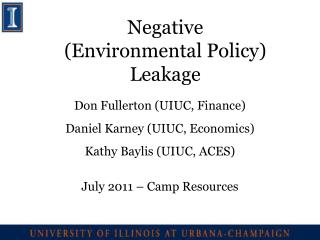 Negative (Environmental Policy) Leakage