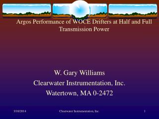 Argos Performance of WOCE Drifters at Half and Full Transmission Power