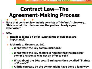 Contract Law—The Agreement-Making Process