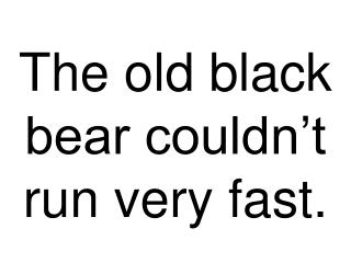 The old black bear couldn’t run very fast.