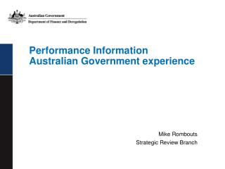 Performance Information Australian Government experience
