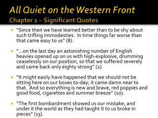 All Quiet on the Western Front Chapter 1 – Significant Quotes