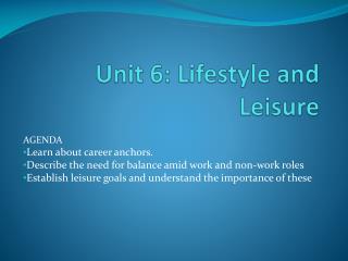 Unit 6: Lifestyle and Leisure
