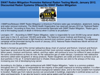 SWAT Radon Mitigation Promotes National Radon Testing Month,