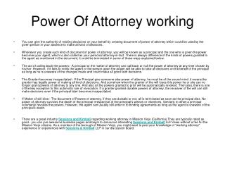 Power Of Attorney working
