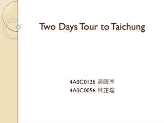 Two Days Tour to Taichung