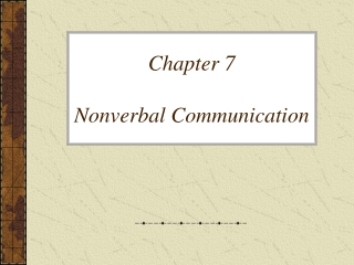 Chapter 7 Nonverbal Communication