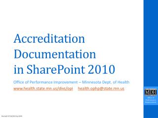 Accreditation Documentation in SharePoint 2010