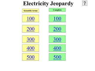 Electricity Jeopardy